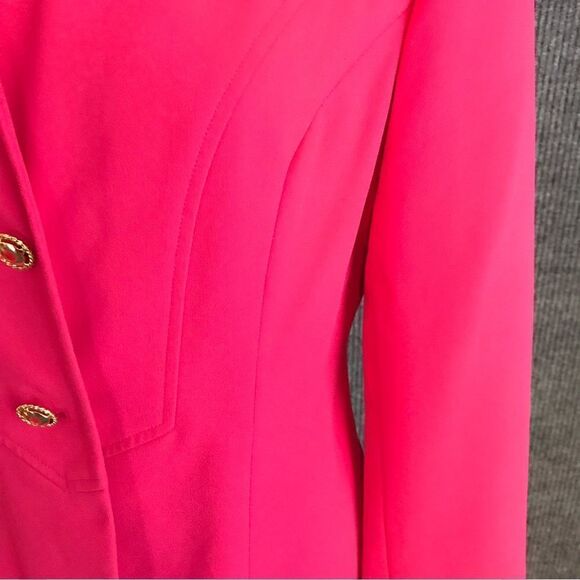 Kasper ASL Blazer Women’s Petite Size 8P Pink Long Sleeve Gold Button V-Neck - Picture 7 of 11